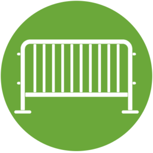 Barricading Icon - White barrier on a green background