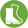 Workwear Icon - a pair of white boots on green background