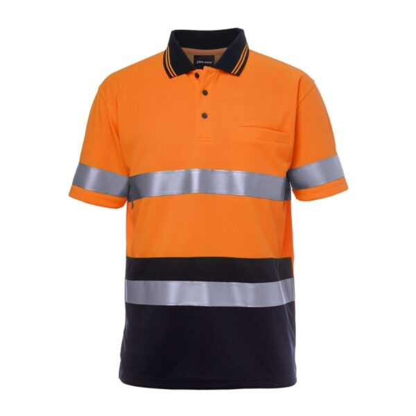 Micro Mesh Taped S/S Polo Shirt - Orange/Navy