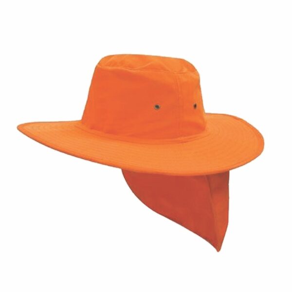 Sun Hat - Canvas with Neck Flap Orange