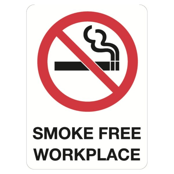 Smoke Free Work Place Sign - Metal - 600 x 450