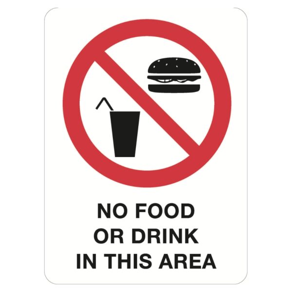 No Food Or Drink In This Area Sign - Poly - 600 x 450