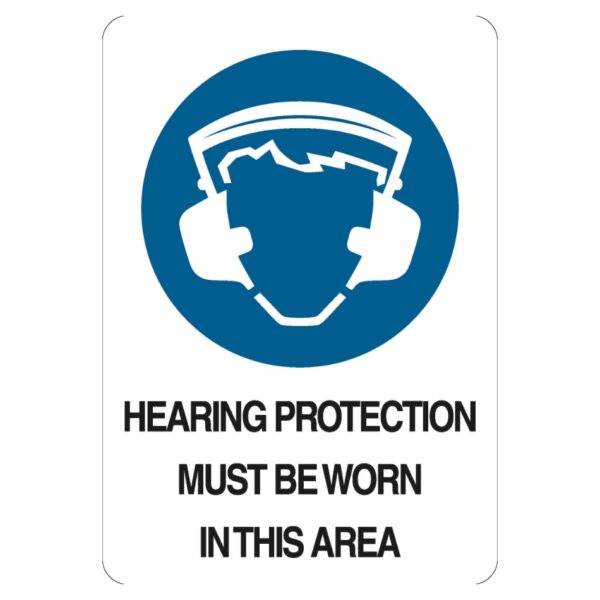 Hearing Protection Must Be Worn Area Sign - Metal - 600 x 450