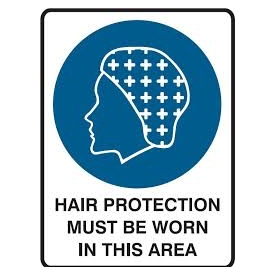 Hair Protection Must Be Worn In This Area Sign Metal 600 x 450