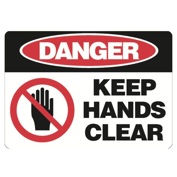 Danger Keep Hands Clear - Safety Sticker - 250 x 180