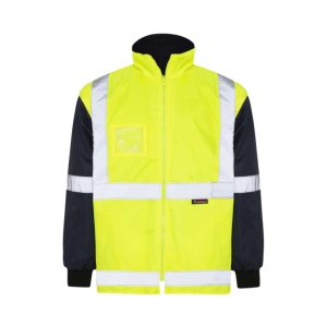 Spartan - Taped Reversible Waterproof Hi Vis Fleece Jacket - Yellow/Navy