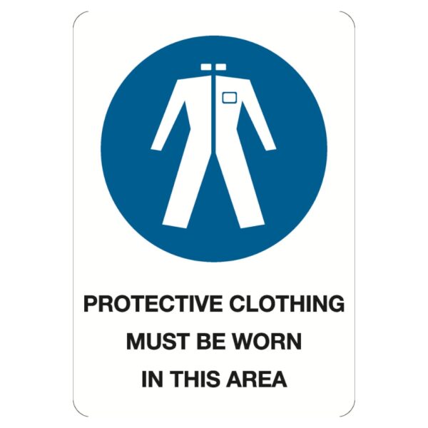 Protective Clothing Must Be Worn Area Sign - Metal - 600 x 450