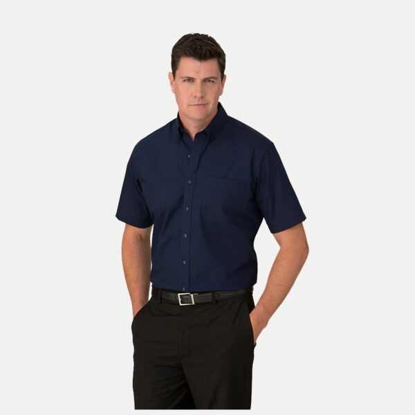 City Collection - Micro Check Mens Short Sleeve Shirt - Navy