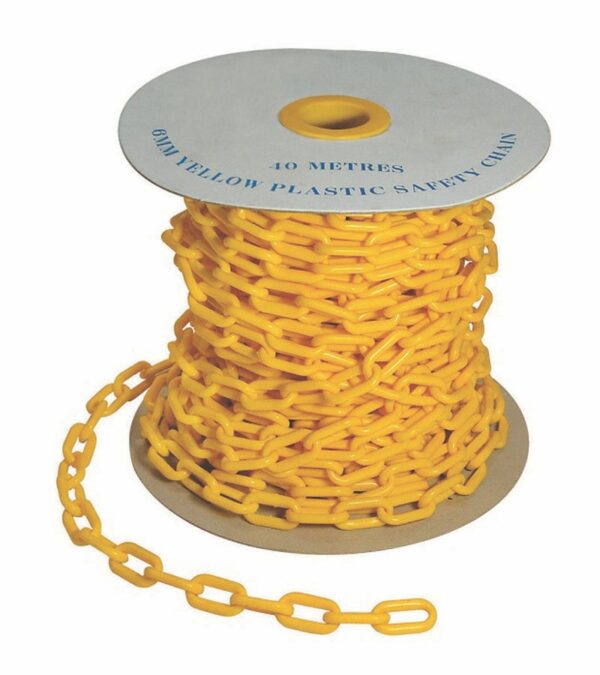 Yellow Plastic Safety Chain - 25m Roll