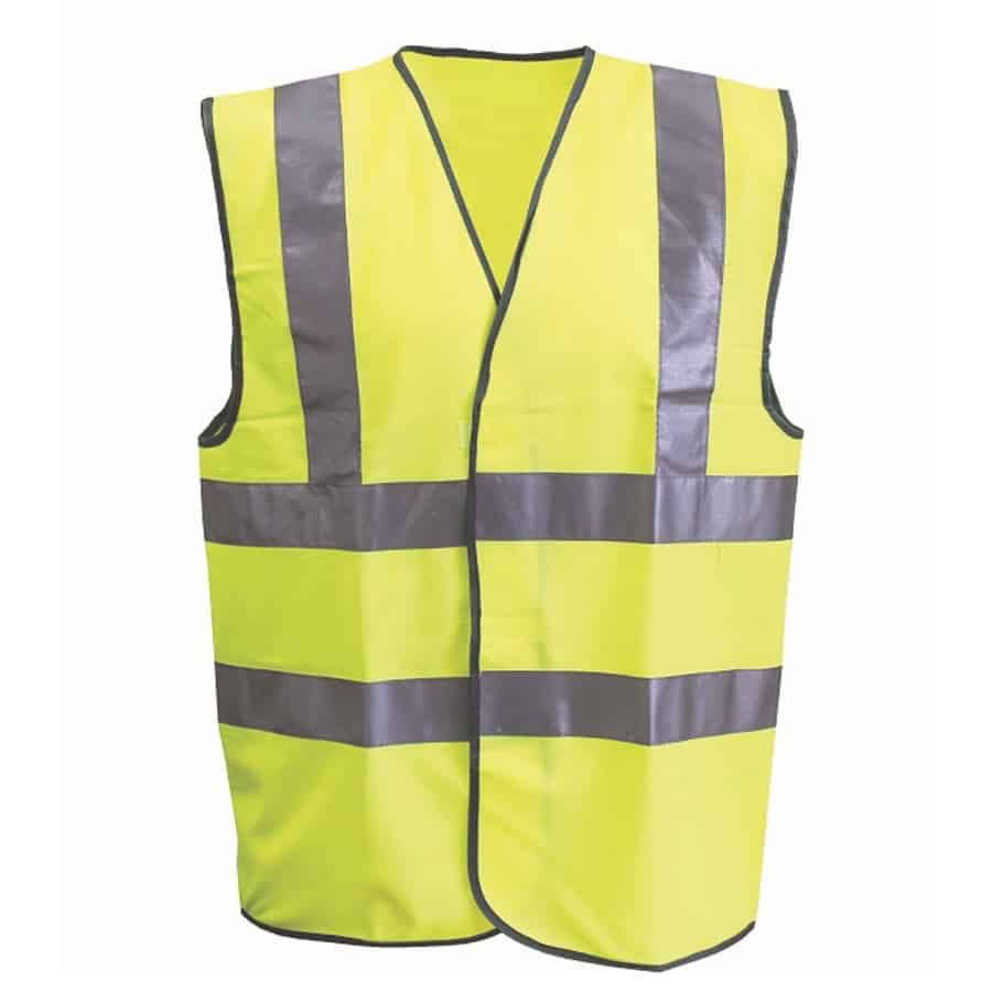 Hi Vis Polyester Safety Vest Taped Yellow Visitor Site Ware