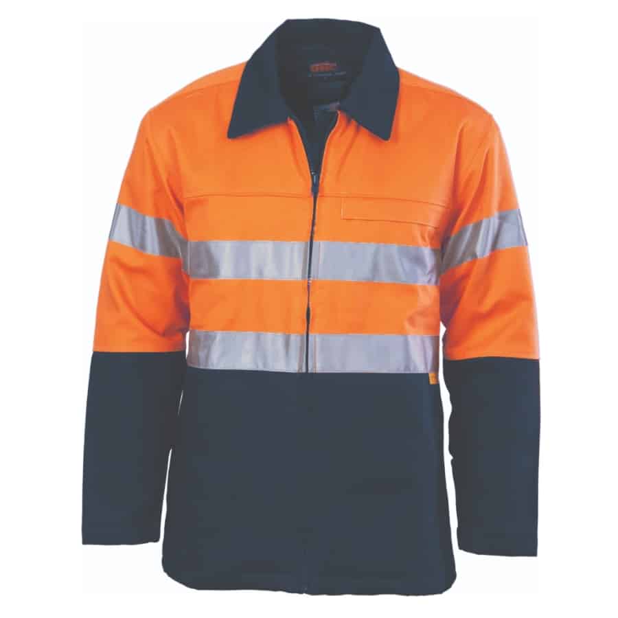 DNC Taped Two Tone Hi Vis Protector Drill Jacket Orange/Navy Site