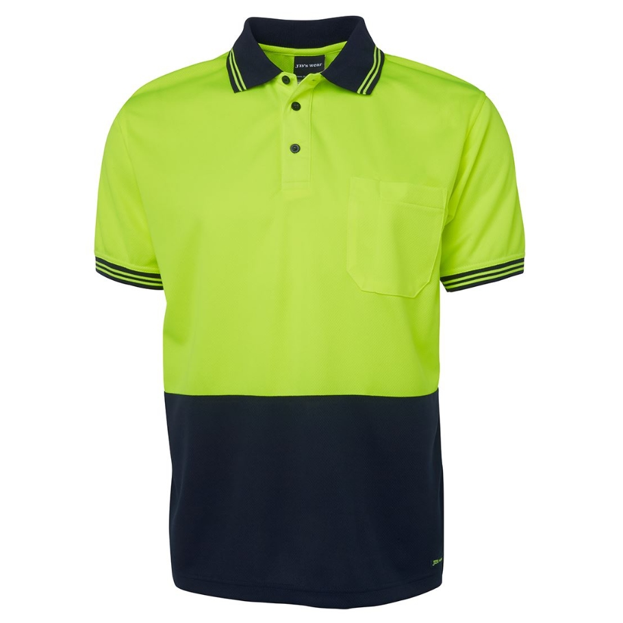 Short Sleeve Traditional Hi Vis Polo - Yellow/Navy - Site Ware Direct ...