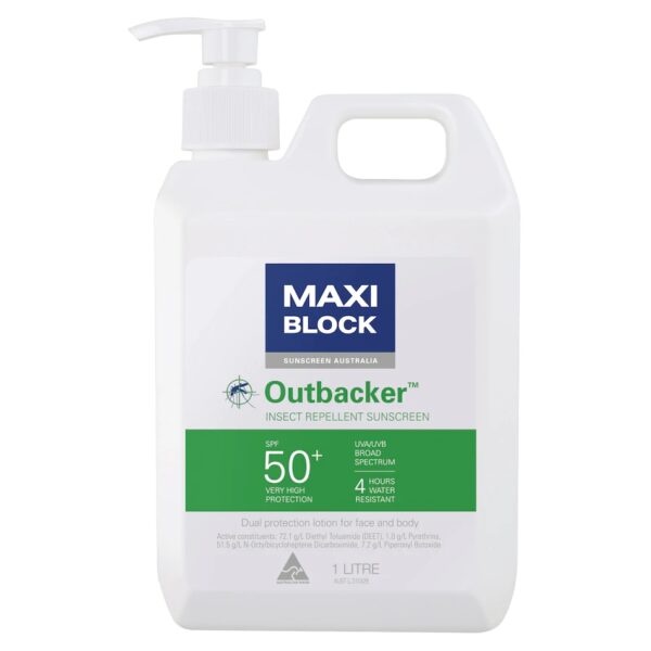 Maxiblock Outbacker Sunscreen SPF50+ with Insect Repellent 1 Litre