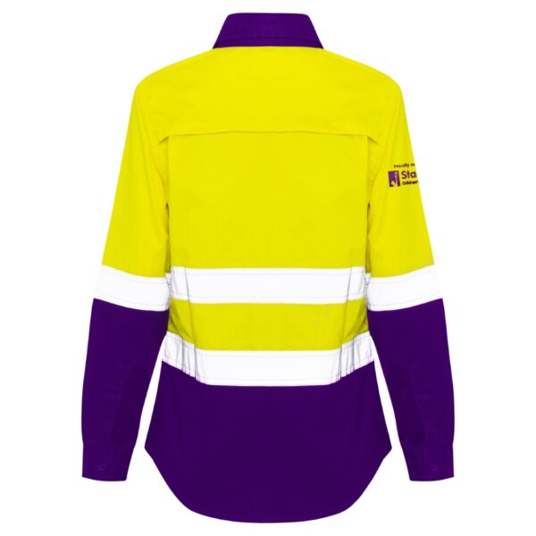 Captain - Taped Cool Breathe Ladies Hi Vis Work Shirt - Yellow/Purple