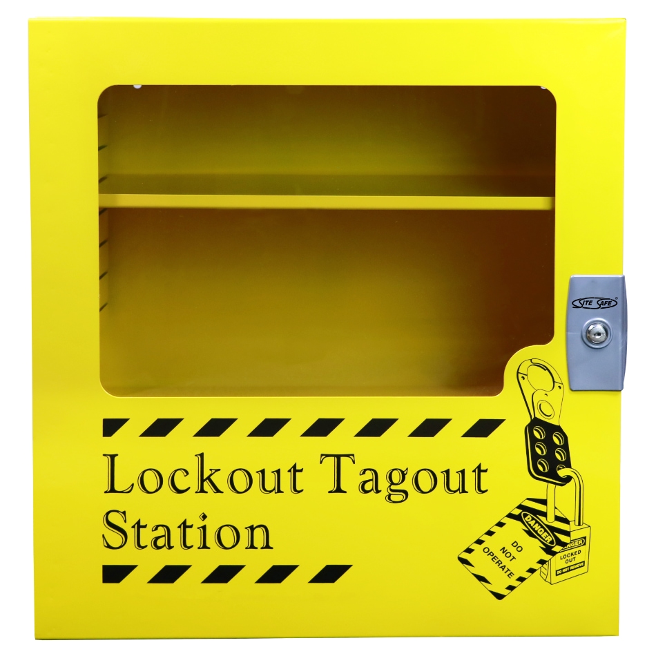 Lockout Tagout Station With Clear Fascia - Yellow - Site Ware Direct ...