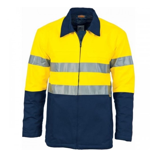 DNC - Taped Two Tone Hi Vis Protector Drill Jacket - Yellow/Navy