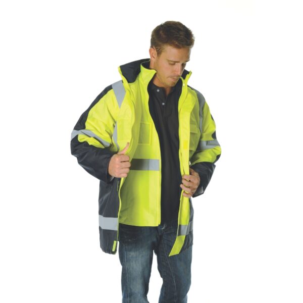 DNC - Cross Back Taped 2 Tone Hi Vis 6 in 1 Jacket - Yellow/Navy