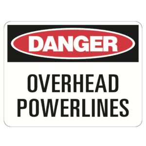 Danger Overhead Powerlines Sign - Metal - 600 x 450
