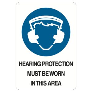 Hearing Protection Must Be Worn Area Sign REFL. Metal 600 x 450