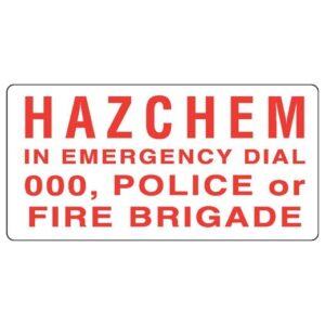 Hazchem, In Emergency Dial 000 Sign 600 x 300mm Metal