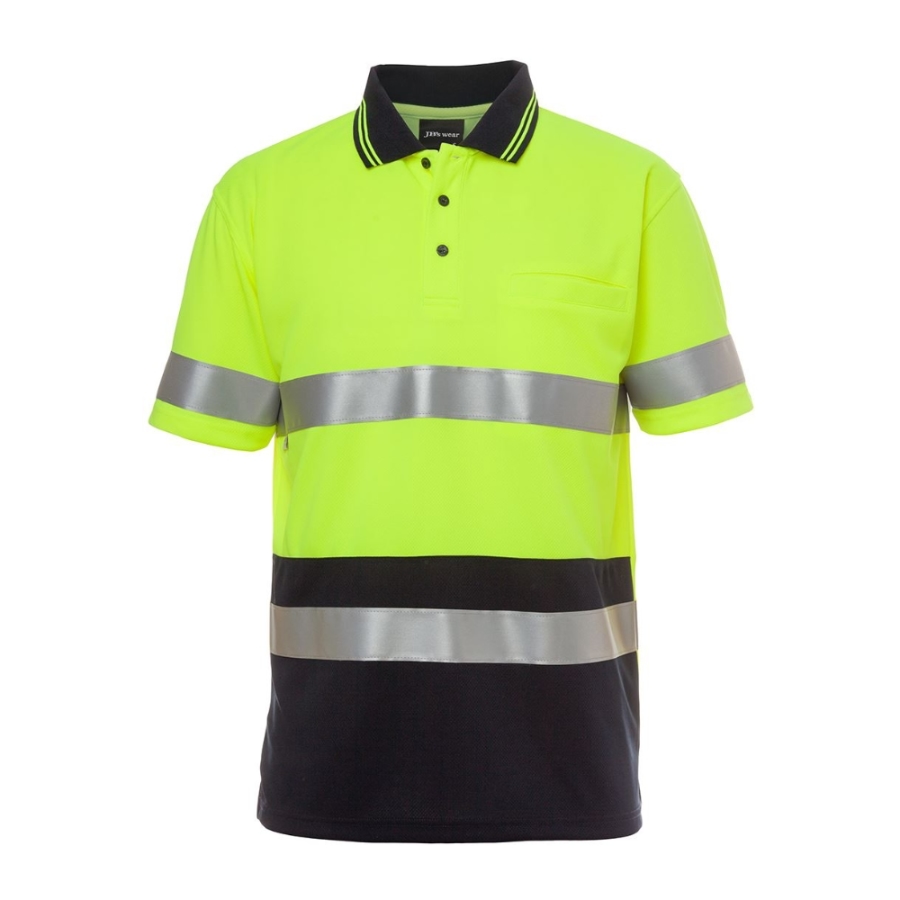 Taped Micro Mesh Short Sleeve Hi Vis Polo - Yellow/Navy - Site Ware ...