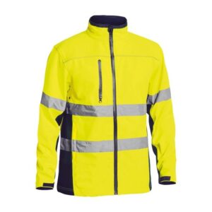 Bisley Workwear Bisley - Taped Hi Vis Soft Shell Jacket - Yellow/Navy