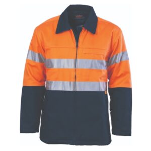 DNC - Taped Two Tone Hi Vis Protector Drill Jacket - Orange/Navy