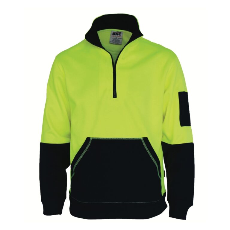 Dnc Workwear Hi-vis 1/2 Zip Fleecy With ‘x’ Back & Additional Tape On Tail - 3930 main image 1