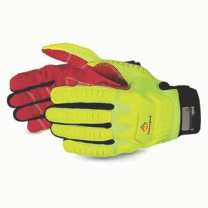 Clutch Gear Anti-Impact Hi-Viz Yellow Back Mechanics Oilfield Glove with Cut-Resistant Palms