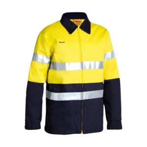 Bisley - Taped Hi Vis Drill Jacket - Yellow/Navy