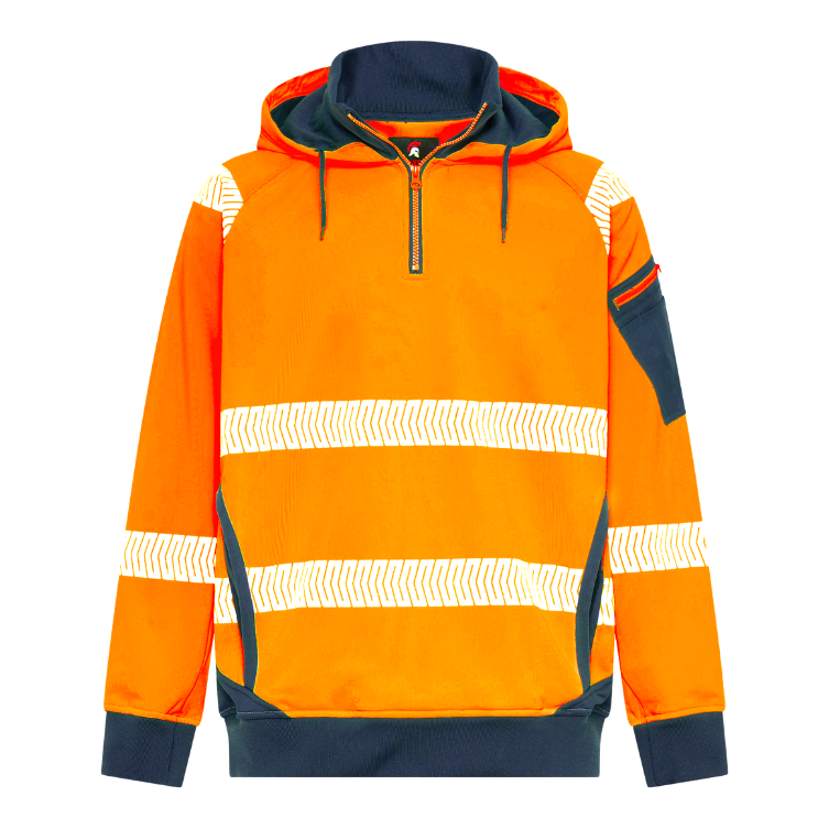 Spartan - Jumper - 1/4 Zip Taped Brushed Fleece Hoodie - Orange/Navy Spartan - Jumper - 1/4 Zip Taped Brushed Fleece Hoodie - Orange/Navy