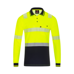 Spartan - Taped Micro Mesh Long Sleeve Hi Vis Polo - Yellow/Navy